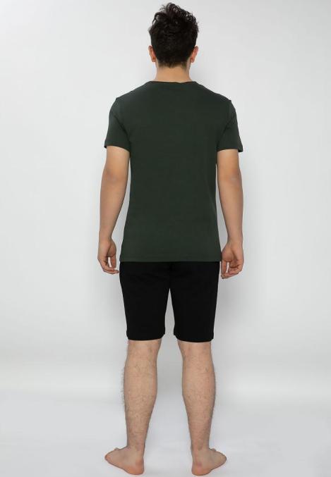 Pijama Bumbac & Moda bărbați,culoare Kaki -Negru– Engros